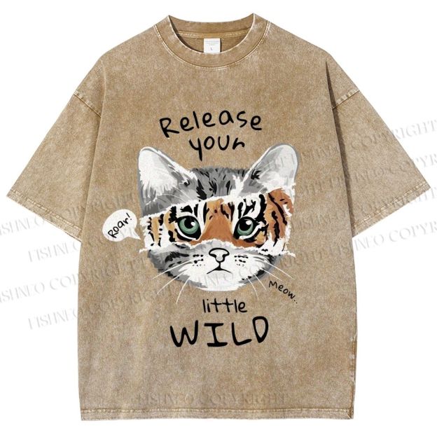 Unisex Release Your Little Wild Cat Printed Washed Tee