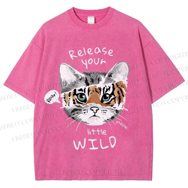 Unisex Release Your Little Wild Cat Printed Washed Tee