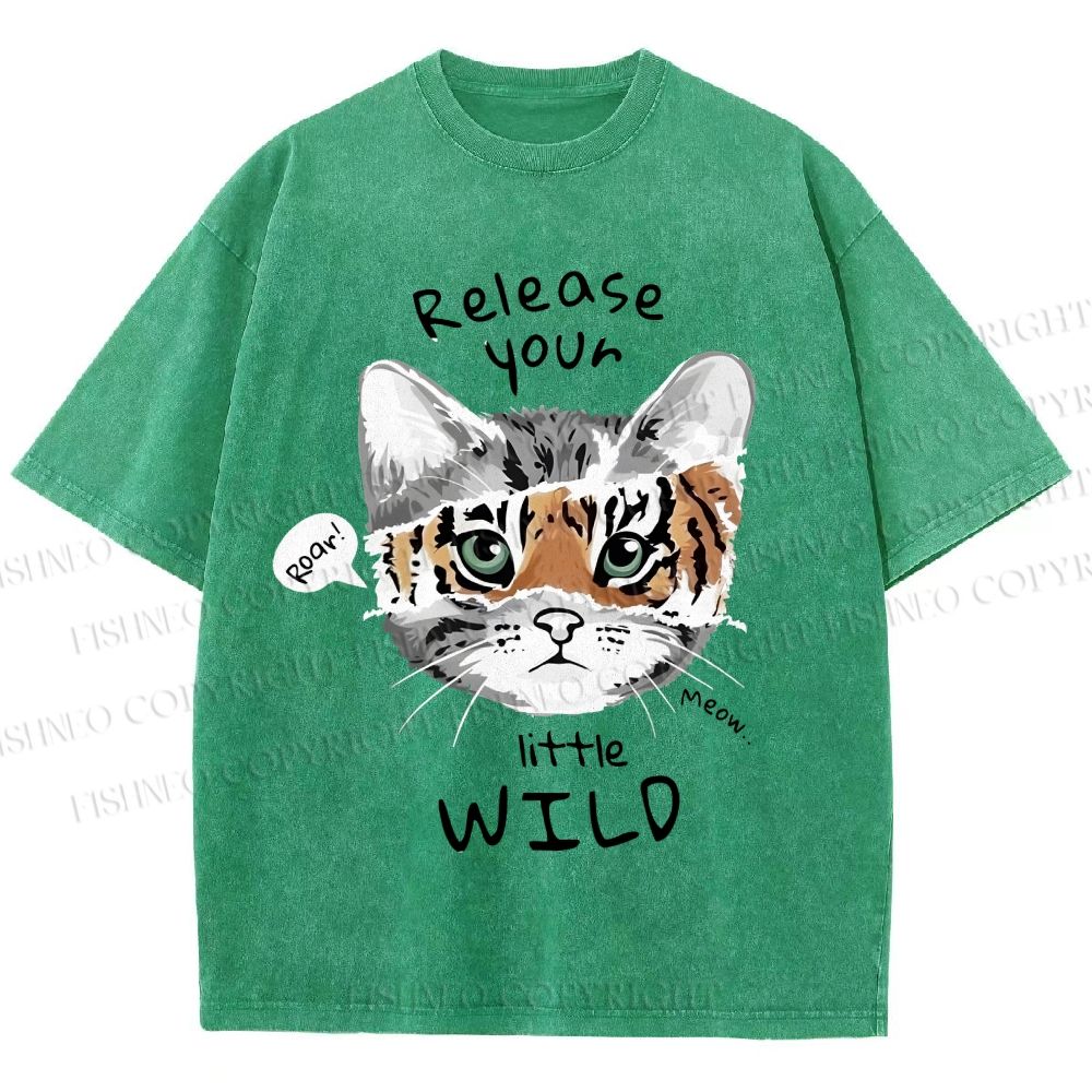 Unisex Release Your Little Wild Cat Printed Washed Tee