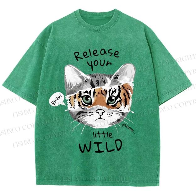 Unisex Release Your Little Wild Cat Printed Washed Tee