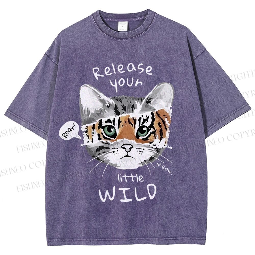 Unisex Release Your Little Wild Cat Printed Washed Tee