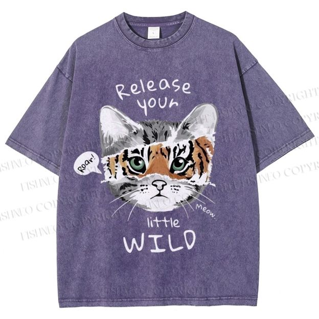 Unisex Release Your Little Wild Cat Printed Washed Tee
