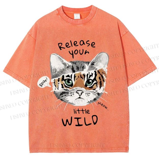 Unisex Release Your Little Wild Cat Printed Washed Tee