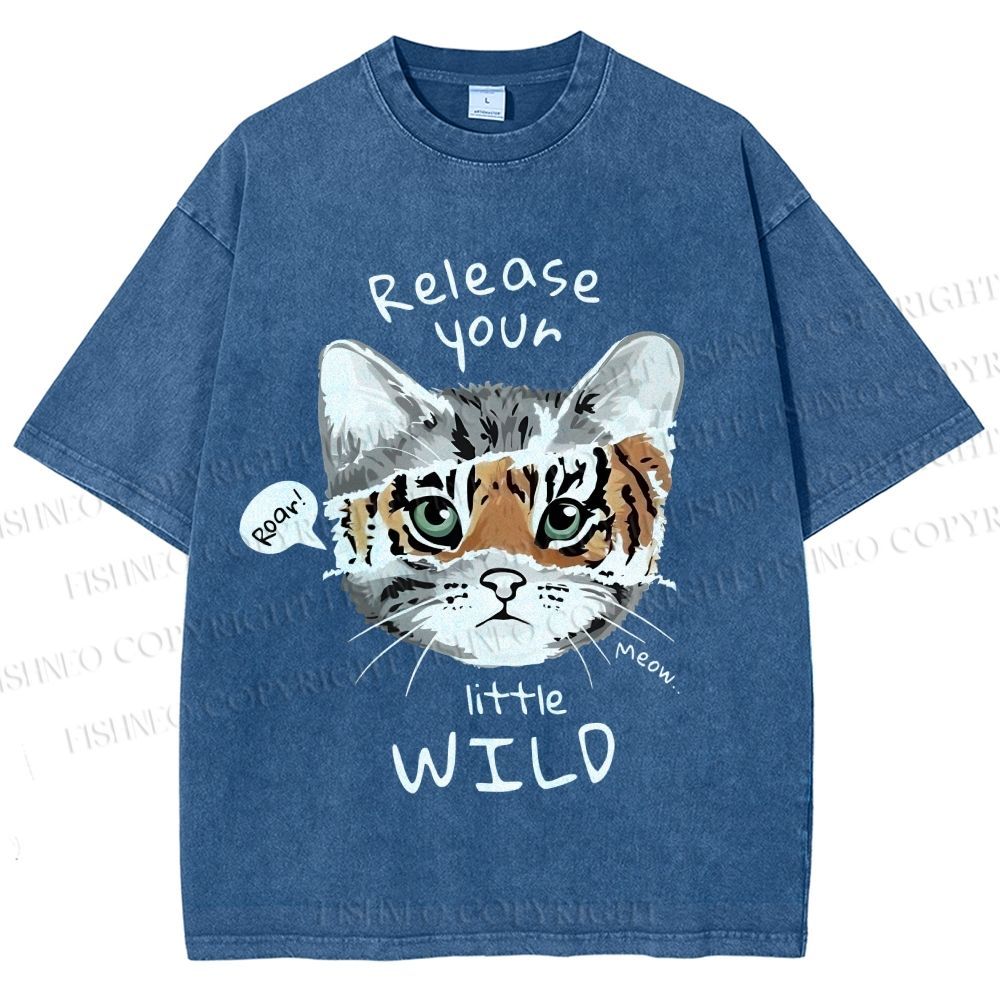Unisex Release Your Little Wild Cat Printed Washed Tee