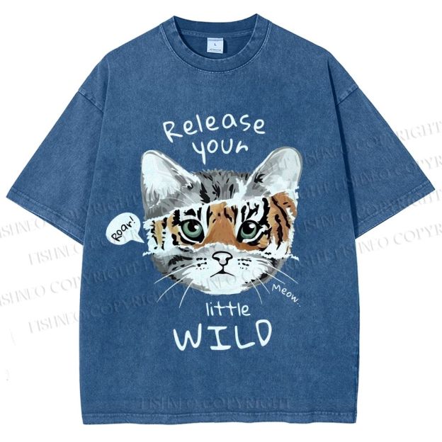 Unisex Release Your Little Wild Cat Printed Washed Tee