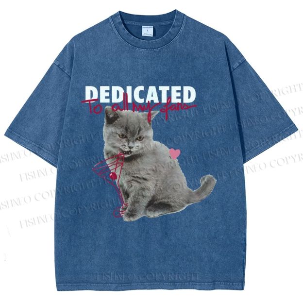 Unisex Cocktail Cat Dedicated to Fans Printed Washed Tee
