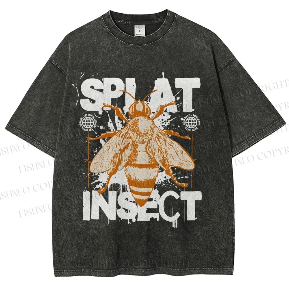 Unisex Splat Insect Bee Graphic Printed Washed Tee