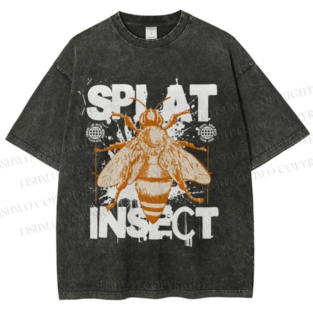 Unisex Splat Insect Bee Graphic Printed Washed Tee