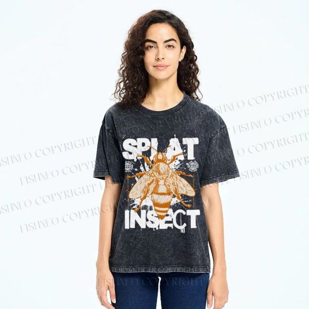 Unisex Splat Insect Bee Graphic Printed Washed Tee