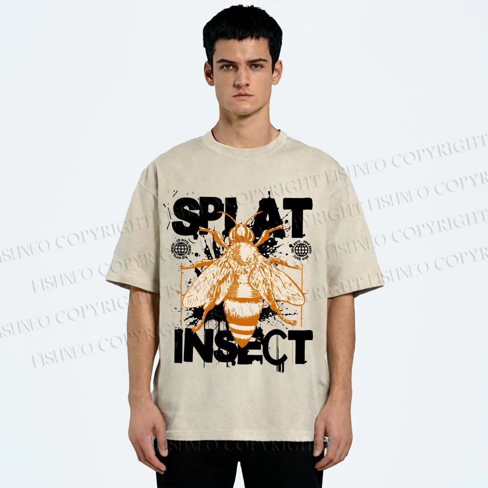 Unisex Splat Insect Bee Graphic Printed Washed Tee