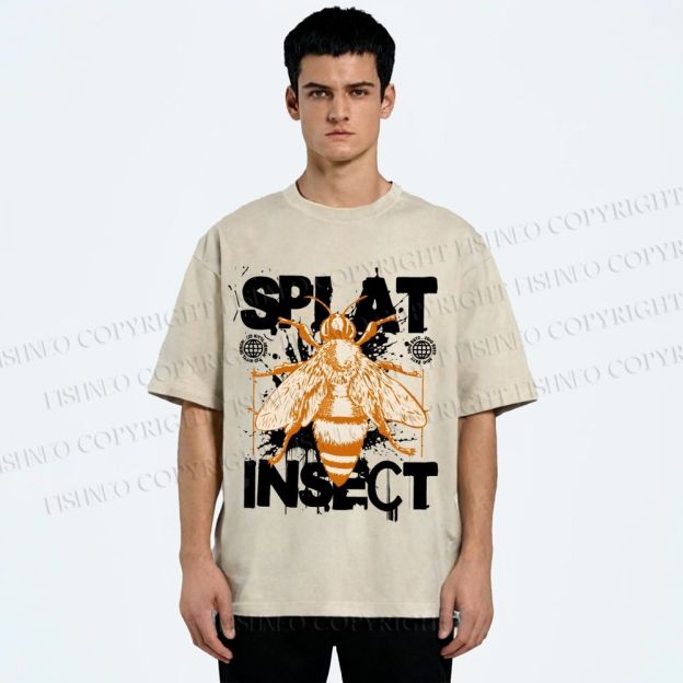 Unisex Splat Insect Bee Graphic Printed Washed Tee