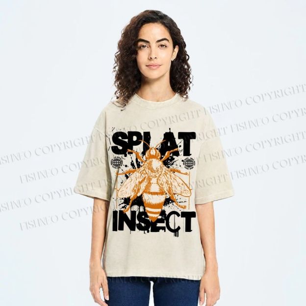 Unisex Splat Insect Bee Graphic Printed Washed Tee