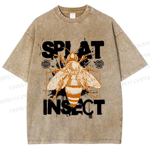 Unisex Splat Insect Bee Graphic Printed Washed Tee