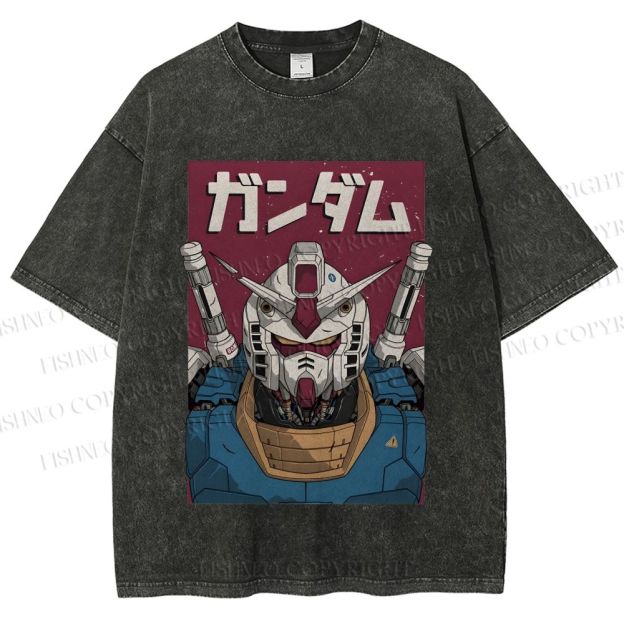 Unisex Mobile Suit Gundam Printed Washed Tee
