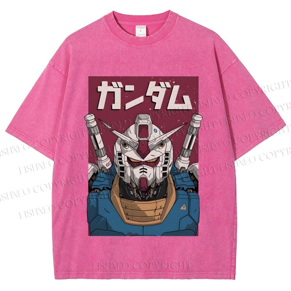 Unisex Mobile Suit Gundam Printed Washed Tee