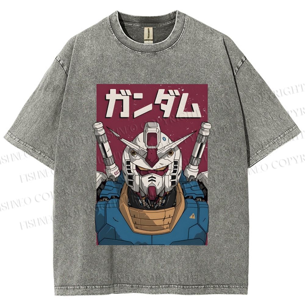 Unisex Mobile Suit Gundam Printed Washed Tee