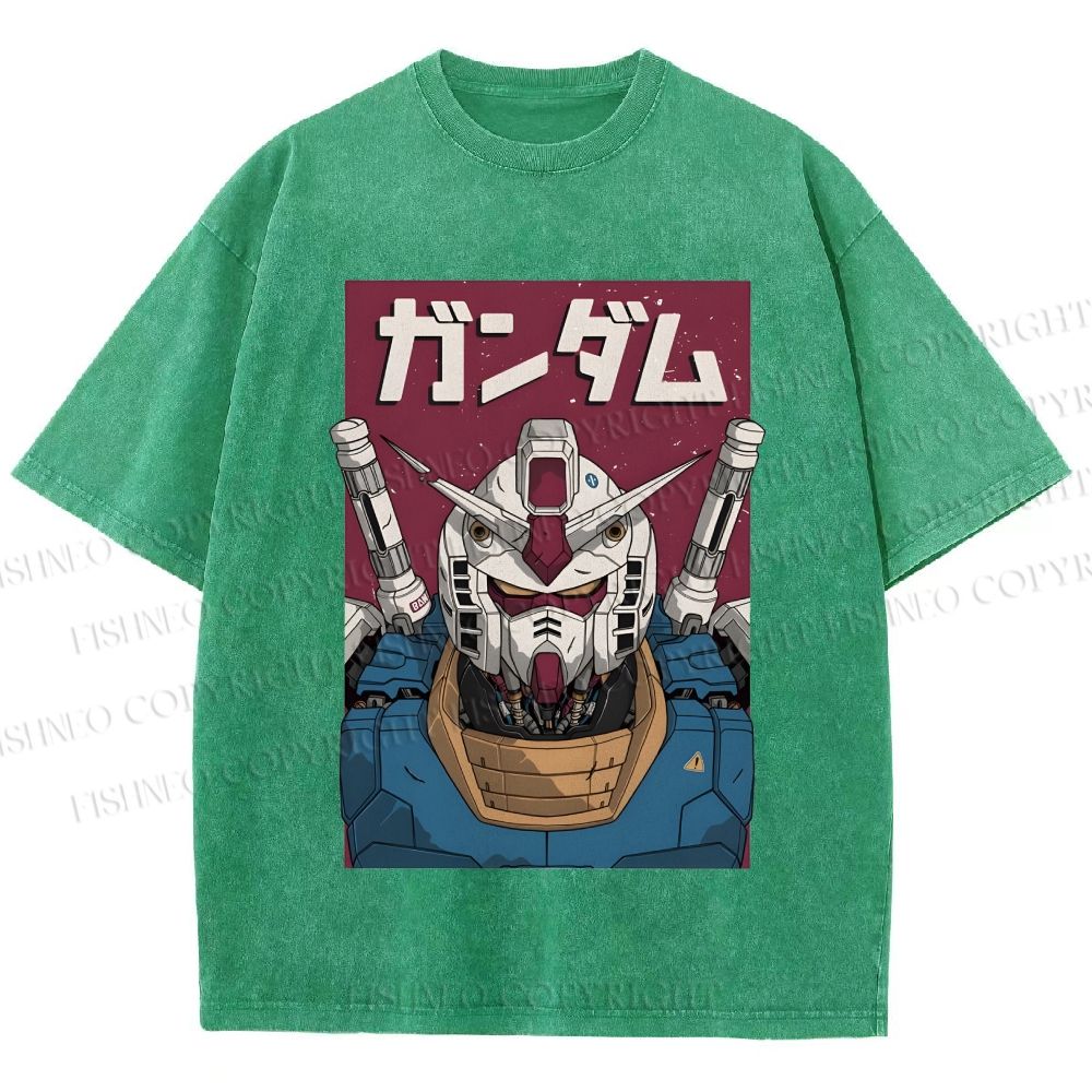 Unisex Mobile Suit Gundam Printed Washed Tee