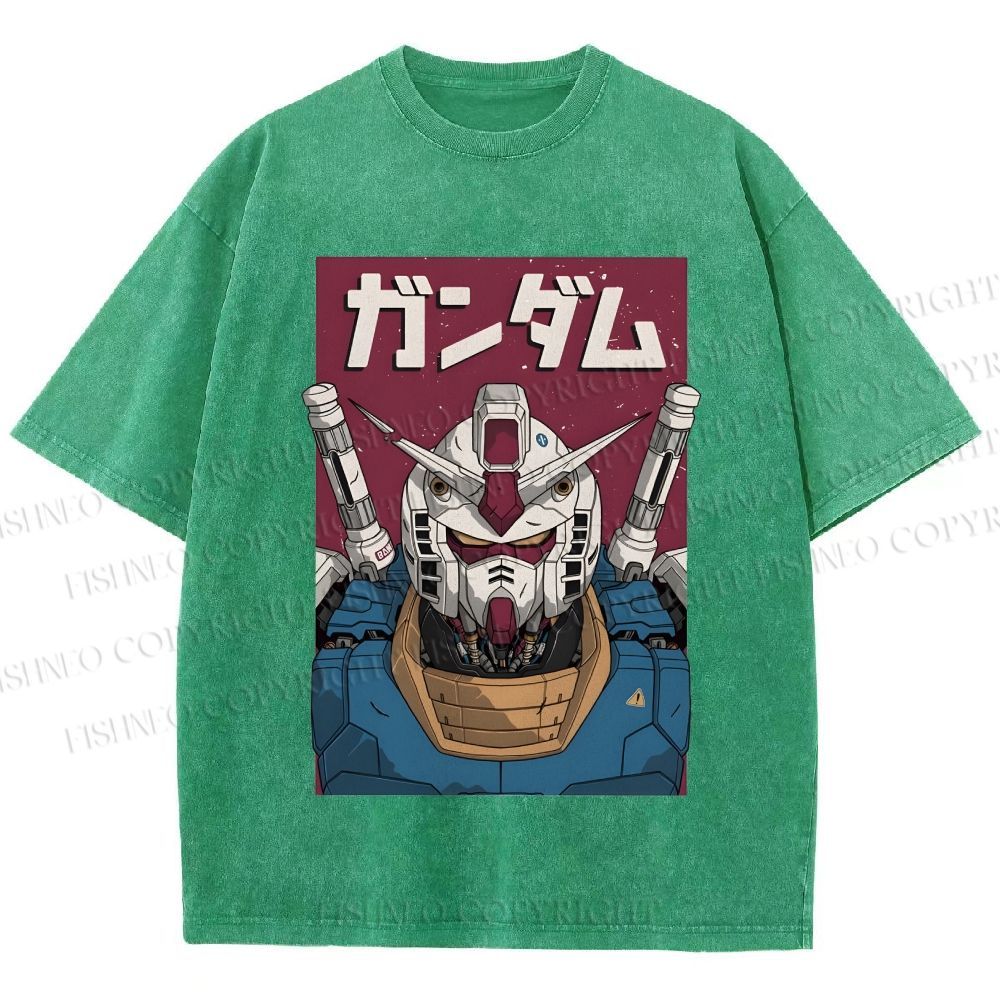 Unisex Mobile Suit Gundam Printed Washed Tee