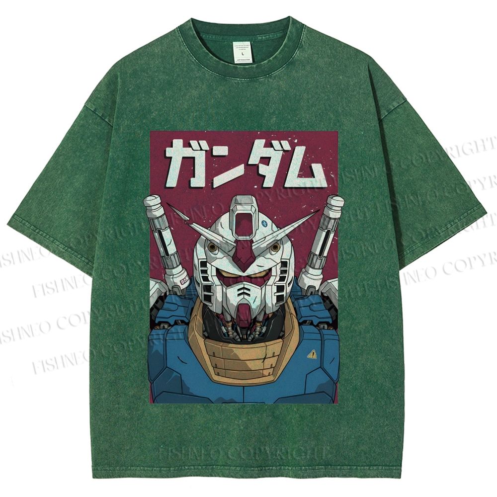 Unisex Mobile Suit Gundam Printed Washed Tee