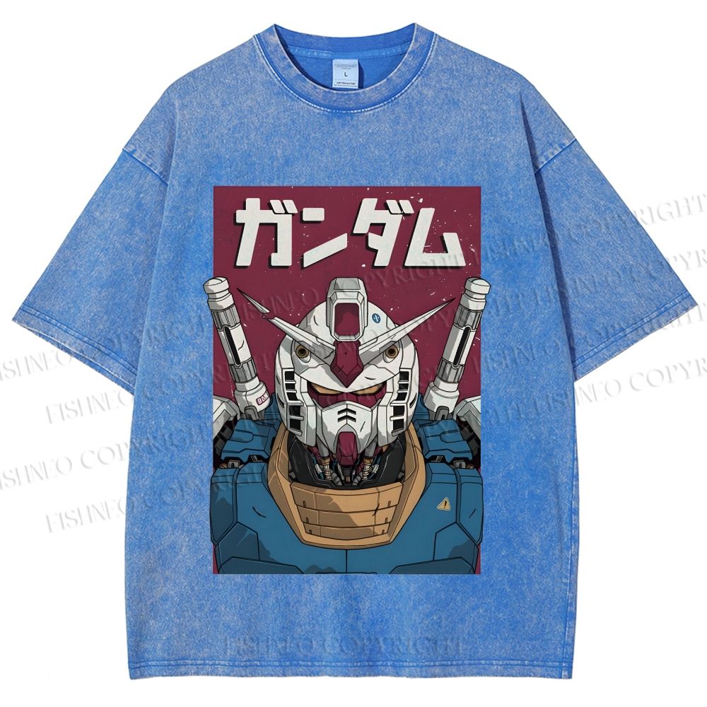 Unisex Mobile Suit Gundam Printed Washed Tee