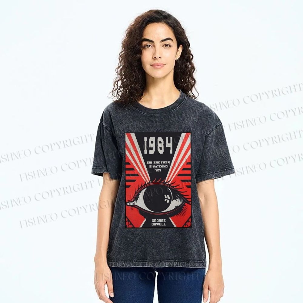 Unisex George Orwell Eyes Printed Washed Tee