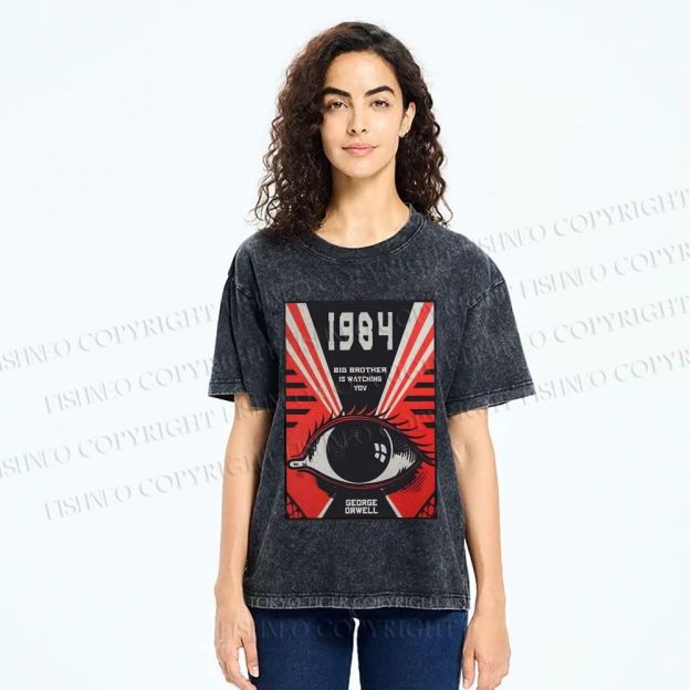 Unisex George Orwell Eyes Printed Washed Tee