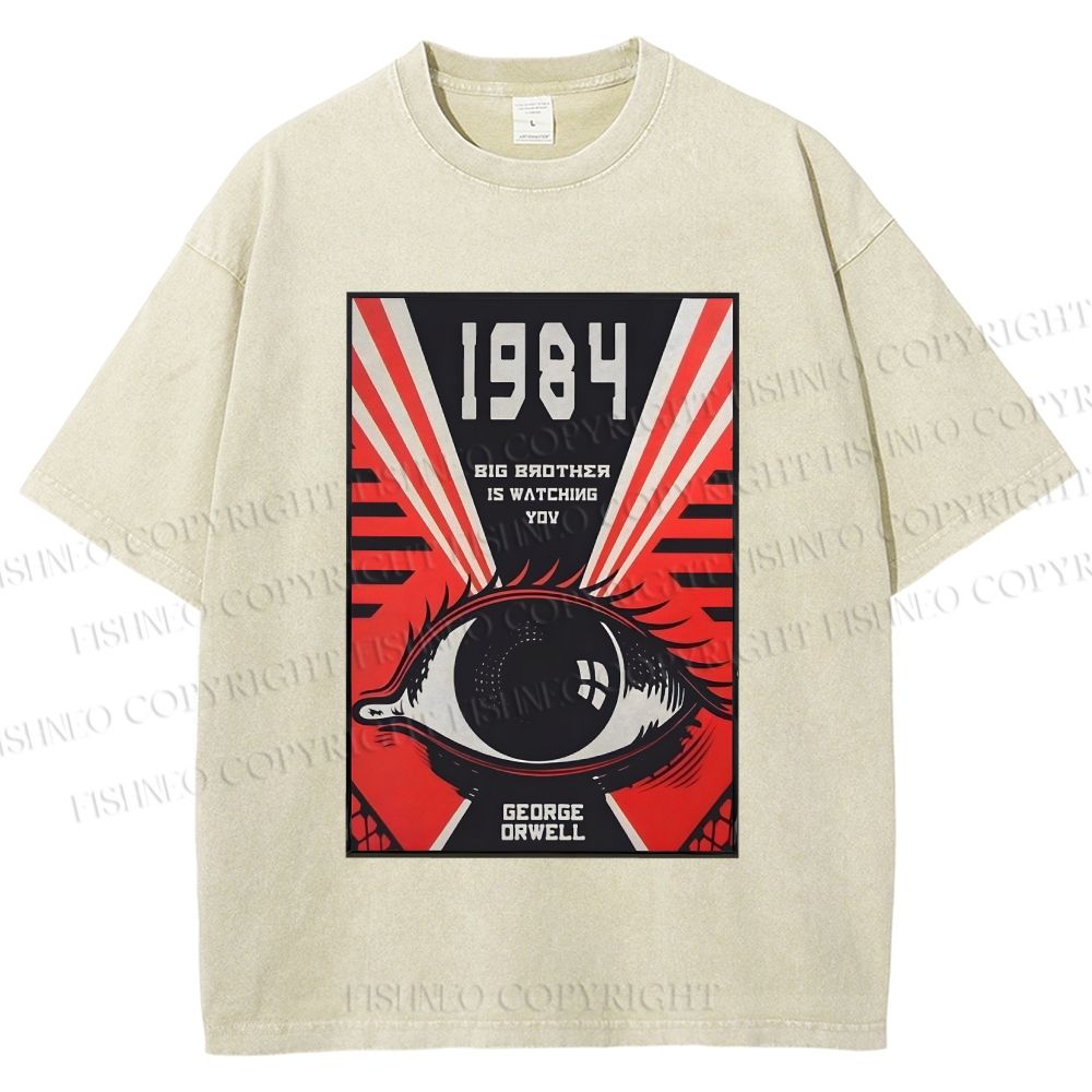 Unisex George Orwell Eyes Printed Washed Tee