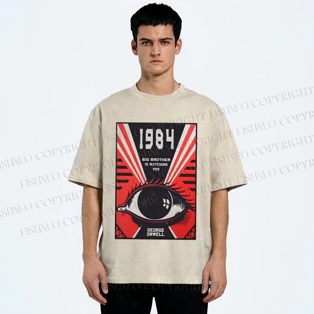 Unisex George Orwell Eyes Printed Washed Tee