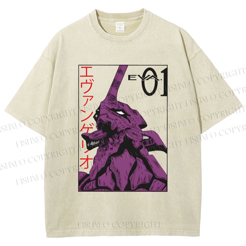 Unisex Neon Genesis Evangelion EVA-01 Printed Washed Tee