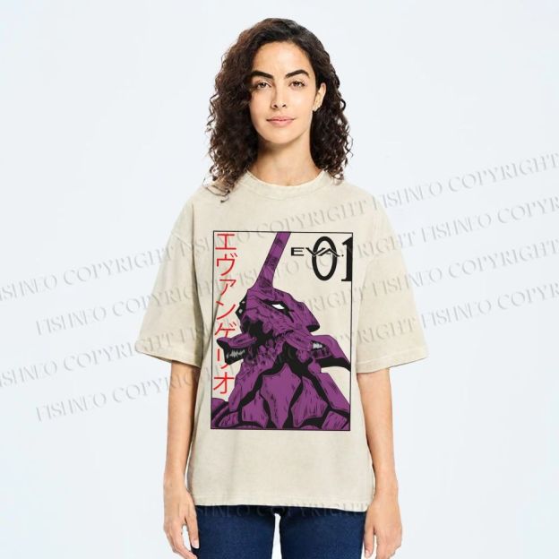Unisex Neon Genesis Evangelion EVA-01 Printed Washed Tee