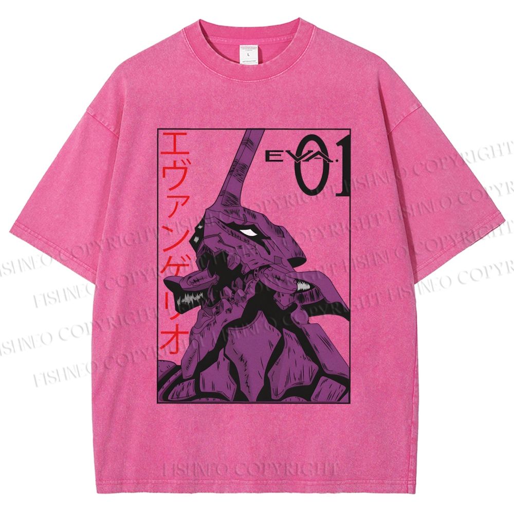 Unisex Neon Genesis Evangelion EVA-01 Printed Washed Tee