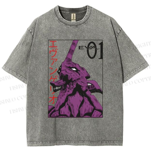 Unisex Neon Genesis Evangelion EVA-01 Printed Washed Tee