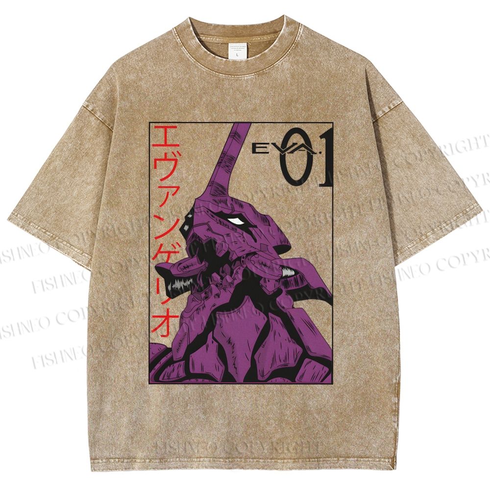 Unisex Neon Genesis Evangelion EVA-01 Printed Washed Tee