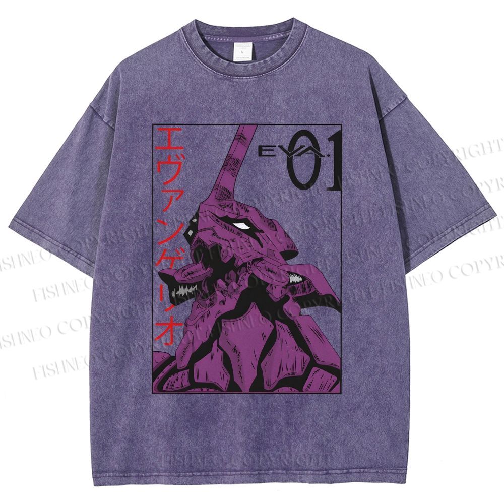 Unisex Neon Genesis Evangelion EVA-01 Printed Washed Tee