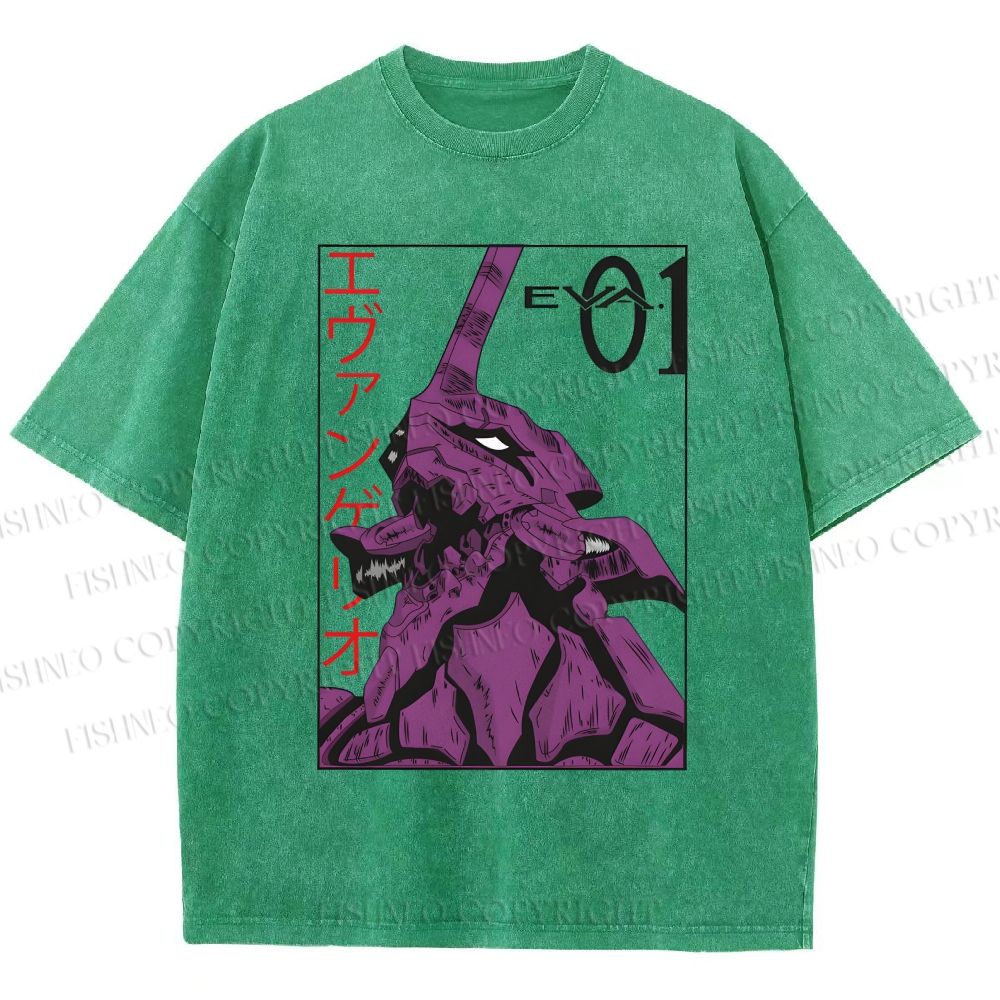 Unisex Neon Genesis Evangelion EVA-01 Printed Washed Tee