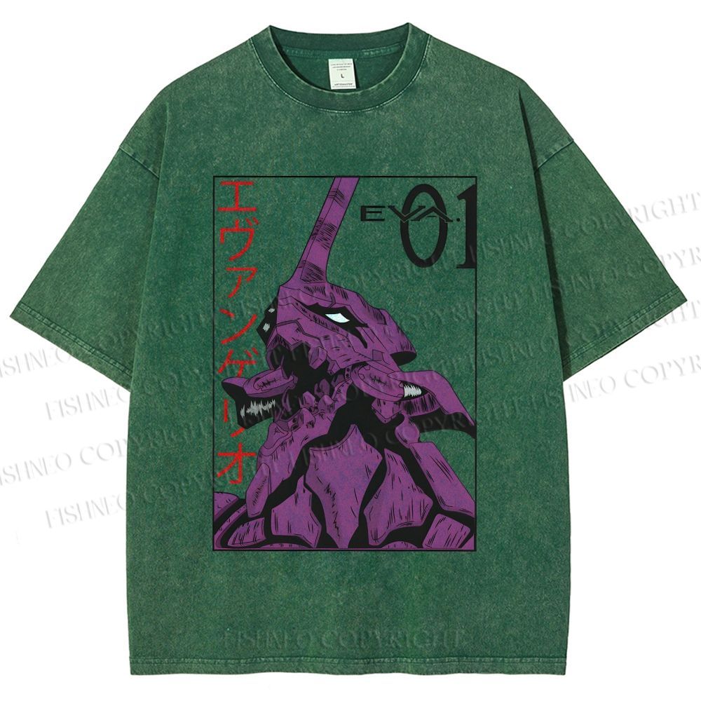 Unisex Neon Genesis Evangelion EVA-01 Printed Washed Tee