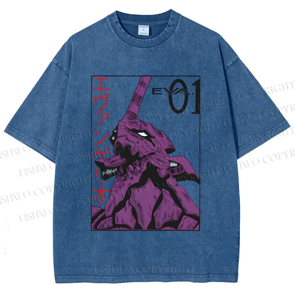 Unisex Neon Genesis Evangelion EVA-01 Printed Washed Tee