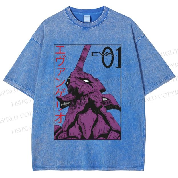 Unisex Neon Genesis Evangelion EVA-01 Printed Washed Tee