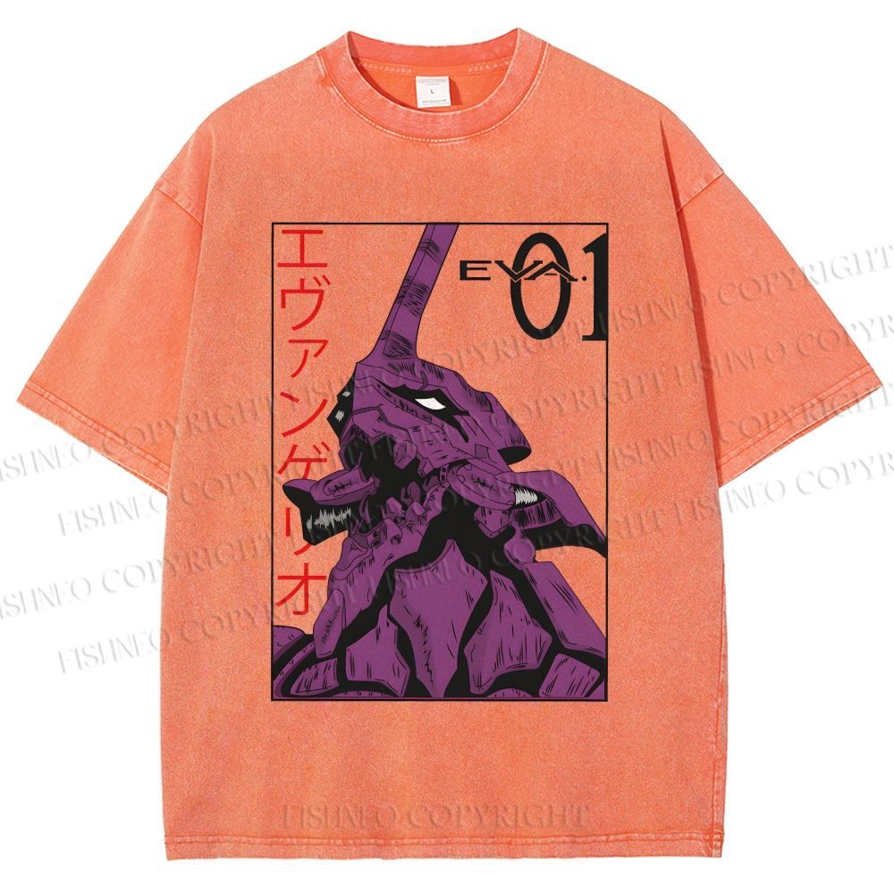 Unisex Neon Genesis Evangelion EVA-01 Printed Washed Tee