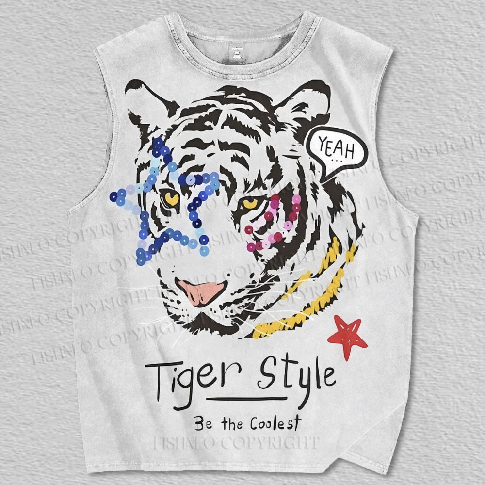 Unisex Tiger Style Printed Tank Top
