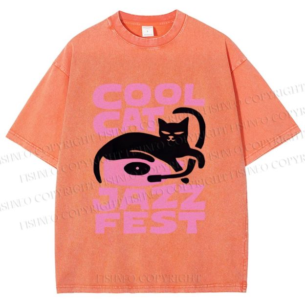Unisex Cool Cat Jazz Fest Printed Washed Tee