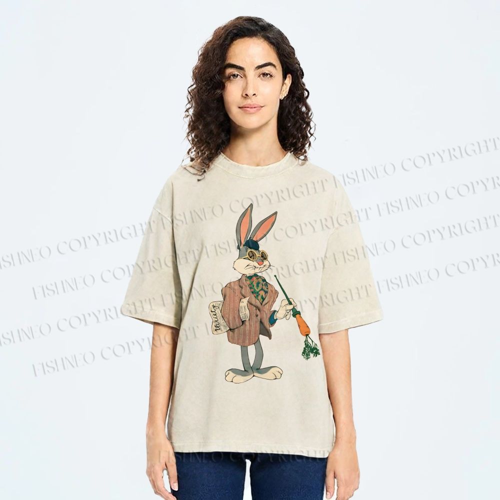 Unisex Bugs Bunny Rabbit Printed Washed Tee