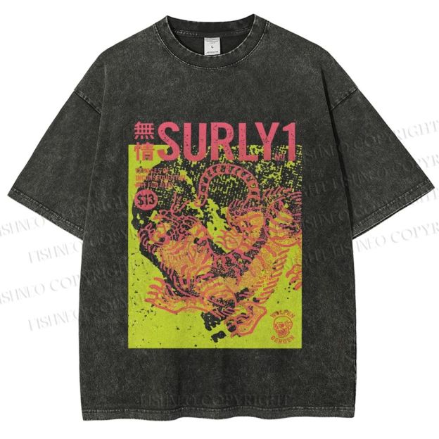 Unisex Surly Tiger Printed Washed Tee