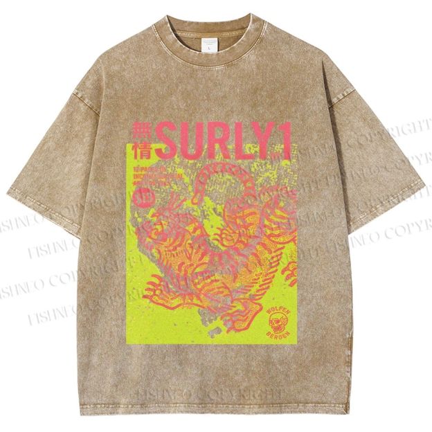 Unisex Surly Tiger Printed Washed Tee