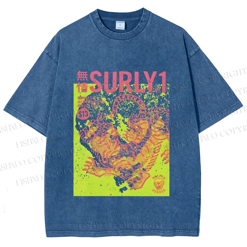Unisex Surly Tiger Printed Washed Tee