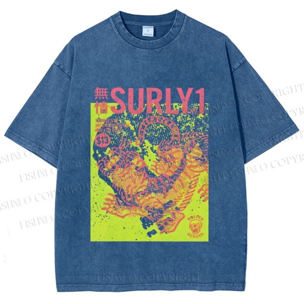 Unisex Surly Tiger Printed Washed Tee