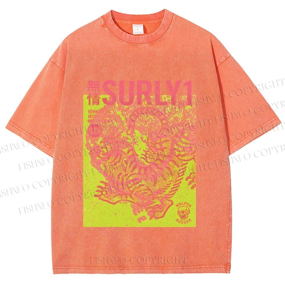 Unisex Surly Tiger Printed Washed Tee
