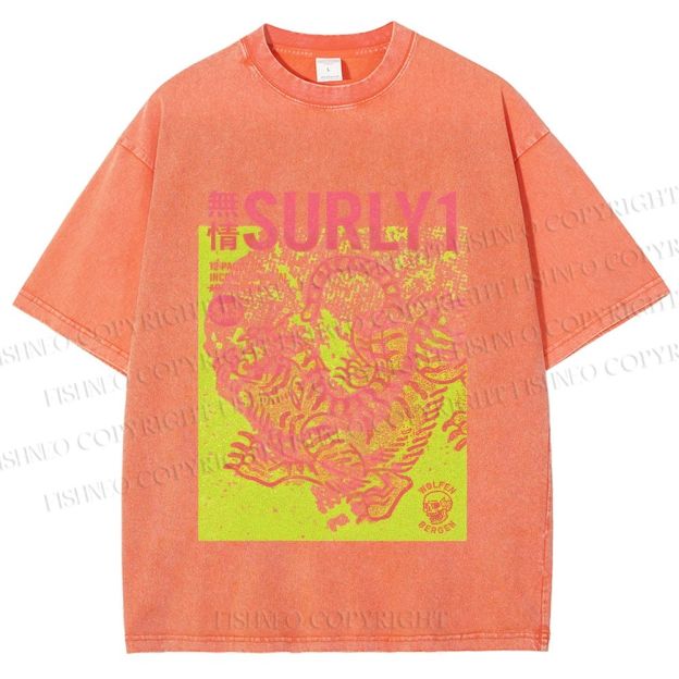 Unisex Surly Tiger Printed Washed Tee
