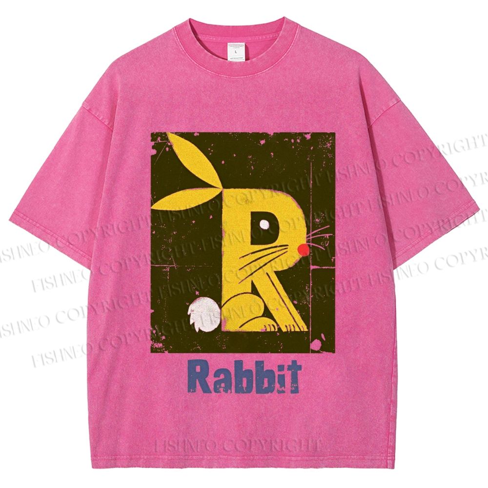Unisex R is For Rabbit Printed Washed Tee