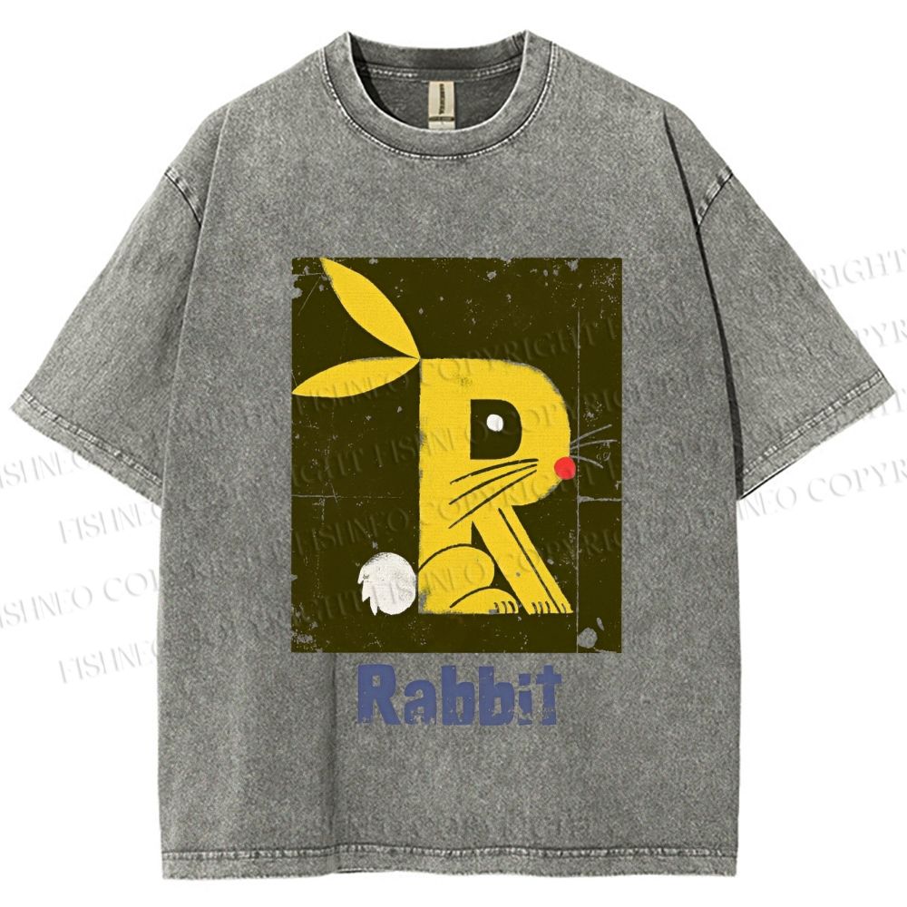 Unisex R is For Rabbit Printed Washed Tee